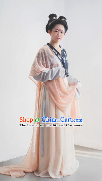 Traditional Chinese Tang Dynasty Imperial Concubine Embroidered Costume, Asian China Ancient Hanfu Dress Clothing for Women