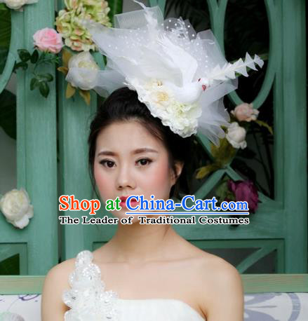 Asian China Bridal Veil Hair Accessories Model Show Headdress, Halloween Ceremonial Occasions Miami Deluxe Headwear