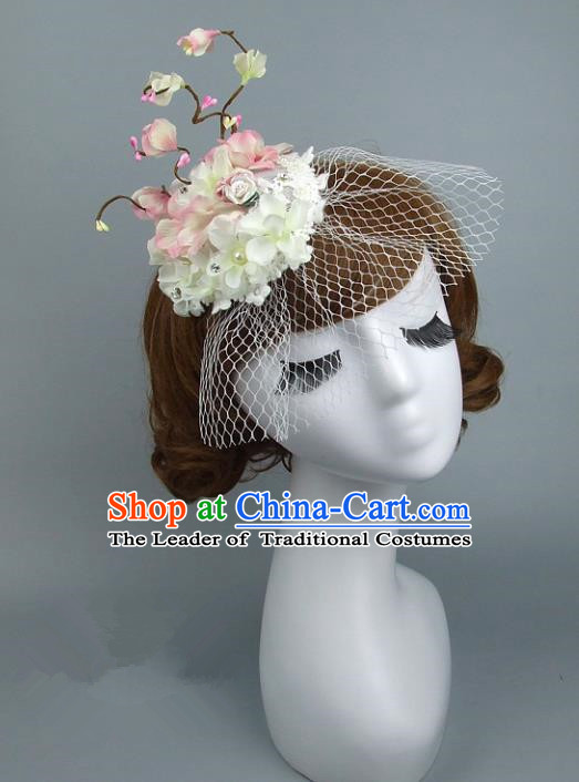 Top Grade Handmade Wedding Hair Accessories Flowers Headpiece, Baroque Style Bride Headwear for Women