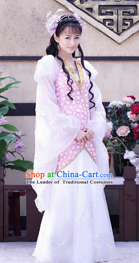 Traditional Chinese Ancient Princess Palace Lady Embroidered Dress Clothing Complete Set for Women