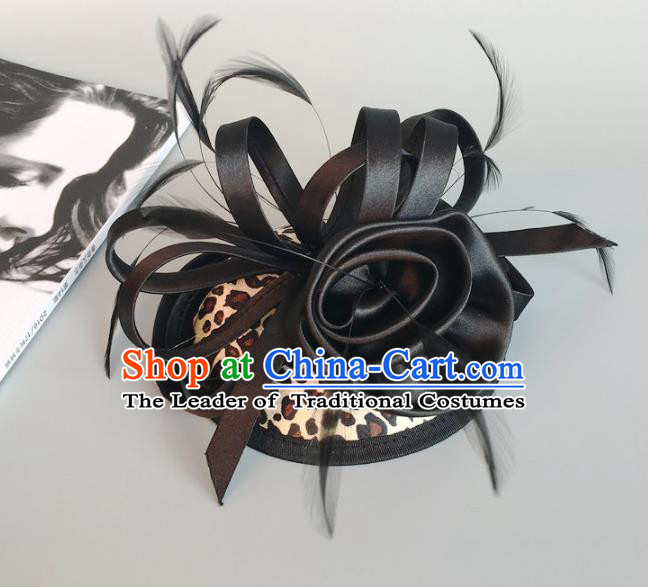 Top Grade Handmade Wedding Hair Accessories Black Feather Hair Clasp, Baroque Style Bride Halloween Headdress for Women