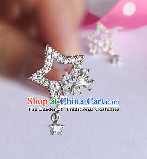 Handmade Wedding Accessories Crystal Earrings, Gothic Bride Ceremonial Occasions Star Eardrop for Women