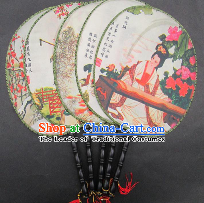 Top Grade Handmade Chinese Accessories Palace Lady Round Fans for Women