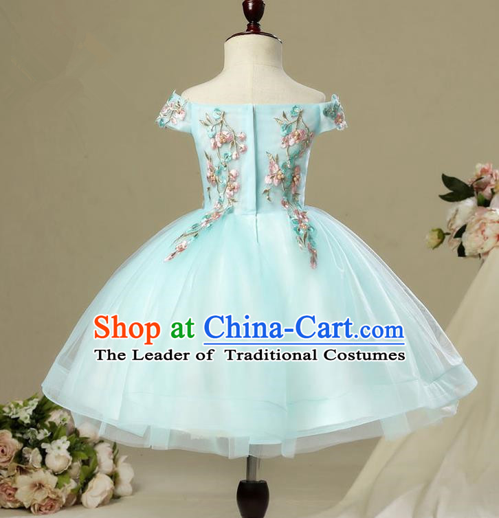 Top Compere Performance Catwalks Costume Children Chorus Red Dress with Wings Modern Dance Princess Short Red Bubble Dress for Girls Kids