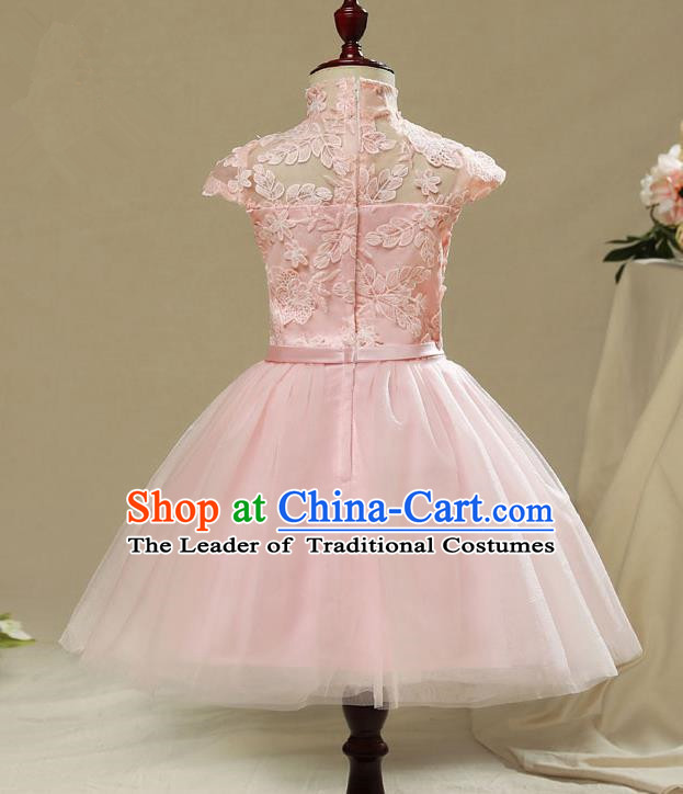 Top Compere Performance Catwalks Costume Children Chorus Red Dress with Wings Modern Dance Princess Short Red Bubble Dress for Girls Kids