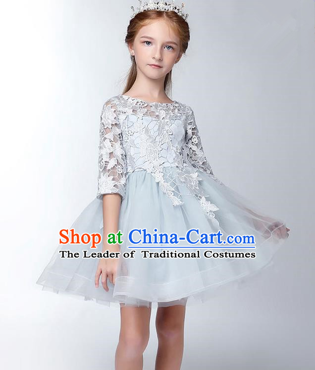 Top Compere Performance Catwalks Costume Children Chorus Red Dress with Wings Modern Dance Princess Short Red Bubble Dress for Girls Kids