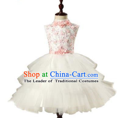 Children Model Show Dance Costume Bubble Veil Dress, Ceremonial Occasions Catwalks Princess Full Dress for Girls