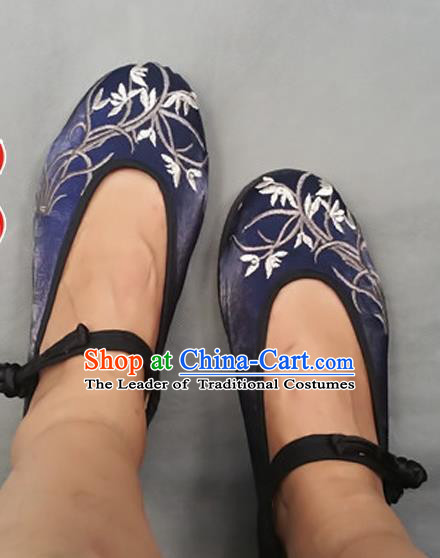 Asian Chinese Shoes Wedding Shoes Embroidered Navy Shoes, Traditional China Princess Shoes Hanfu Shoes Embroidered Shoes