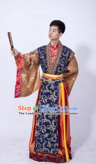 Traditional Ancient Chinese Prime Minister Costume, Asian Chinese Tang Dynasty Chancellor Clothing for Men