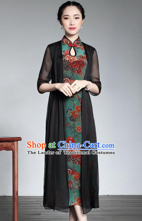 Traditional Chinese National Costume Elegant Hanfu Cheongsam, China Tang Suit Plated Buttons Chirpaur Dress for Women