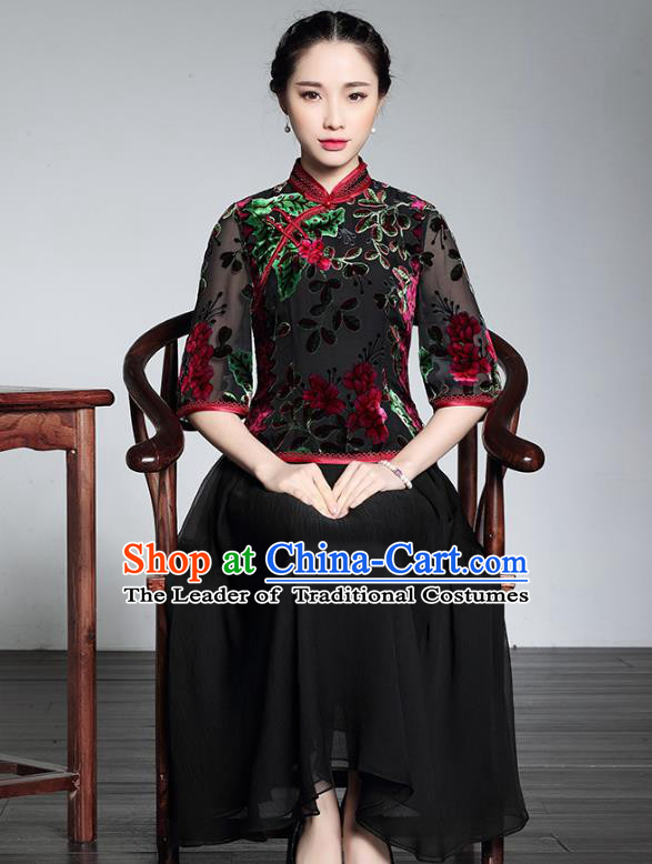 Traditional Chinese National Costume Plated Buttons Qipao Dress, China Tang Suit Chirpaur Silk Cheongsam for Women