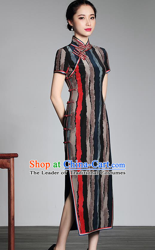 Traditional Ancient Chinese Young Women Cheongsam Dress Republic of China Tangsuit Stand Collar Blouse Dress Tang Suit Clothing for Women