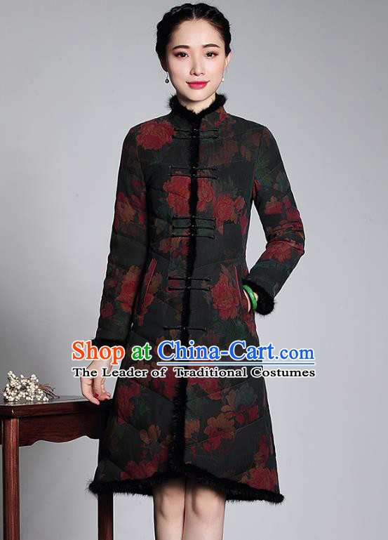 Top Grade Asian Republic of China Plated Buttons Cheongsam Dust Coat, Traditional Chinese Tang Suit Overcoat for Women