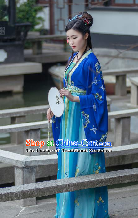 Asian China Tang Dynasty Palace Lady Costume, Traditional Ancient Chinese Imperial Consort Embroidery Clothing for Women