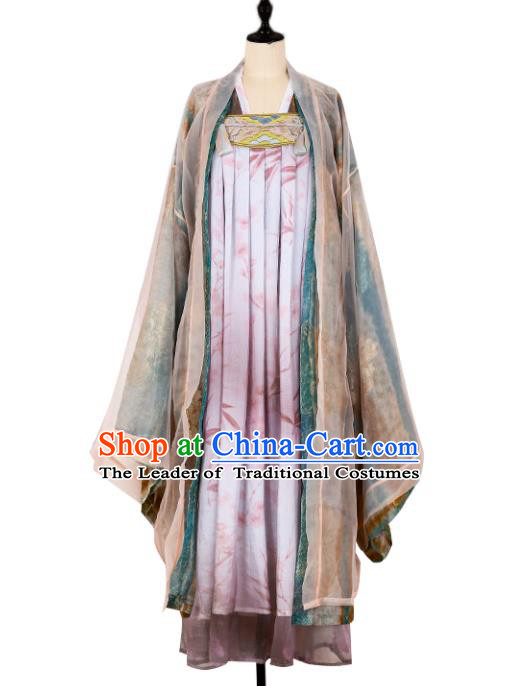 Asian China Tang Dynasty Imperial Concubine Clothing, Traditional Ancient Chinese Palace Princess Hanfu Clothing for Women