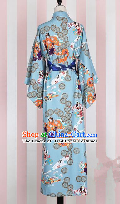 Asian Japan Kimono Clothing Complete Set, Traditional Ancient Japanese Palace Lady Costume for Women