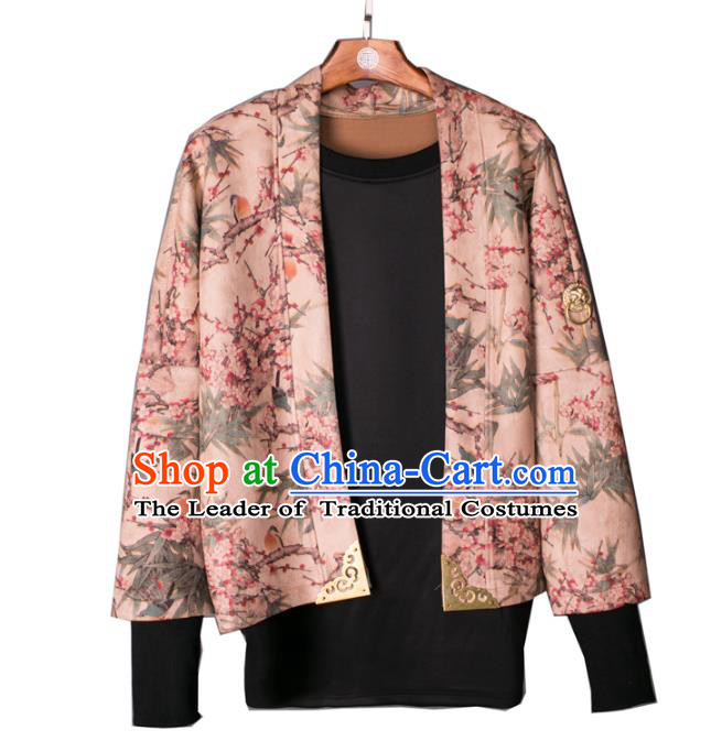 Asian China National Costume Printing Jacket, Traditional Chinese Tang Suit Coat Clothing for Men