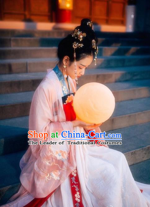 Asian China Tang Dynasty Palace Lady Costume Princess Embroidered Clothing Complete Set for Women