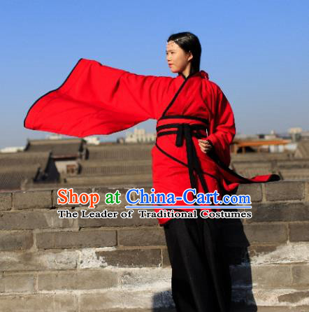 Traditional Chinese Ancient Palace Lady Wedding Costume Red Curve Bottom, Asian China Han Dynasty Imperial Concubine Hanfu Dress Clothing for Women