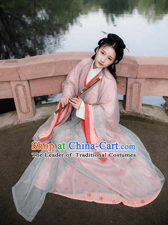 Traditional Ancient Chinese Palace Lady Hanfu Costume, Asian China Jin Dynasty Imperial Princess Dress Clothing for Women