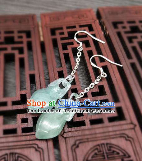 Traditional Handmade Chinese Ancient Classical Hanfu Wedding Accessories Eardrop Tassel Jade Earrings for Women