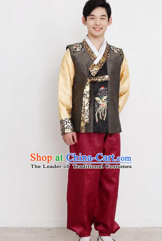 Traditional Korean Costumes Bridegroom Formal Attire Ceremonial Clothes, Korea Hanbok Court Embroidered Clothing for Men