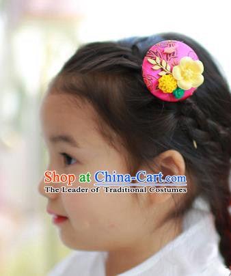 Traditional Korean National Hair Accessories Rosy Hairpins, Asian Korean Fashion Hanbok Hair Decorations Headwear for Kids