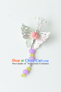 Traditional Korean National Accessories Royal Butterfly Brooch, Asian Korean Fashion Hanbok Breastpin for Girls