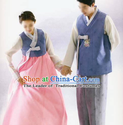 Korean National Handmade Formal Occasions Embroidered Bride and Bridegroom Wedding Hanbok Costume for Women for Men