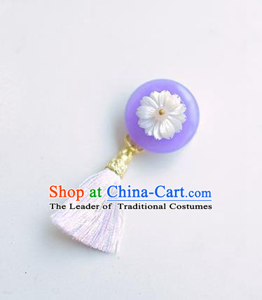 Korean National Accessories Purple Tassel Brooch, Asian Korean Hanbok Fashion Breastpin for Kids