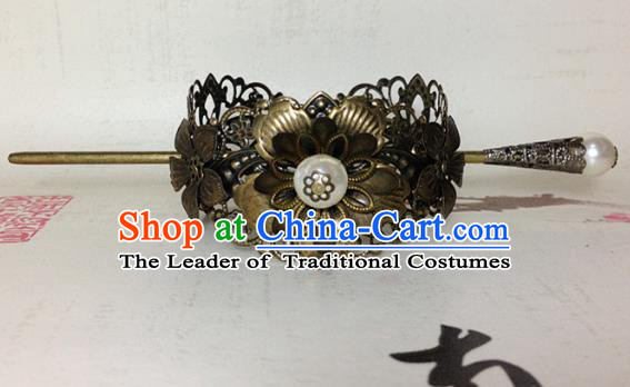 Traditional Handmade Chinese Ancient Classical Hair Accessories Royal Highness Bronze Tuinga Hairdo Crown for Men