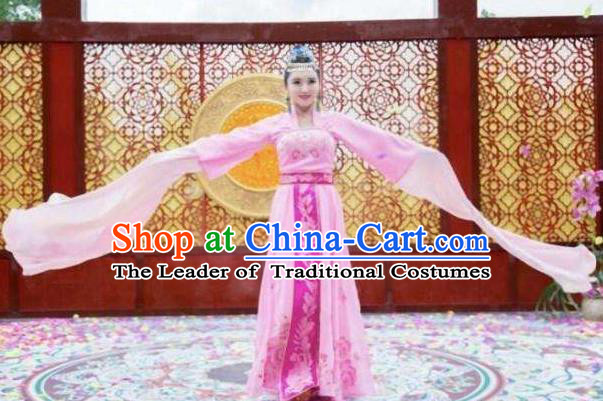 Traditional Chinese Southern and Northern Dynasties Palace Lady Dance Costume, Chinese Ancient Princess Embroidered Water Sleeve Clothing for Women