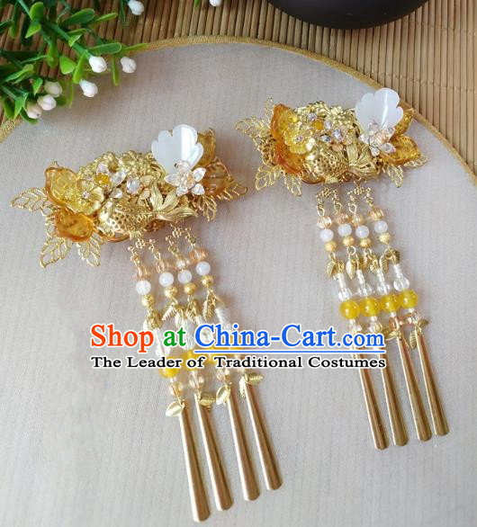 Traditional Chinese Ancient Classical Hair Accessories Hanfu Tassel Hair Stick Step Shake Hairpins for Women