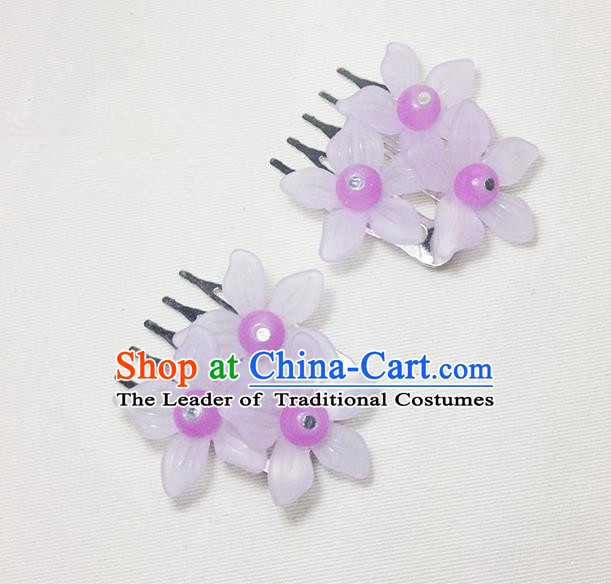 Traditional Chinese Ancient Classical Hair Accessories Hanfu Lilac Flowers Hair Comb Bride Hairpins for Women