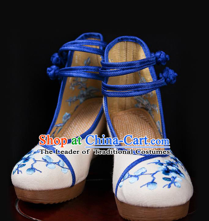 Asian Chinese Shoes Wedding Shoes Princess Shoes, Traditional China Handmade Hanfu Shoes Embroidered Wintersweet Shoes for Women