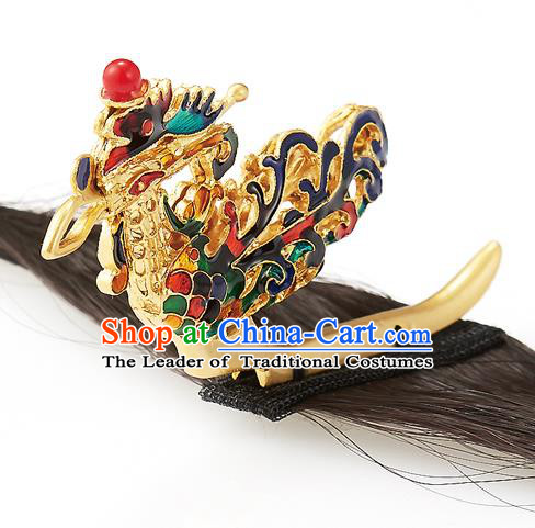 Traditional Korean Hair Accessories Bride Phoenix Hair Claw, Asian Korean Fashion Wedding Golden Hair Decorations for Kids