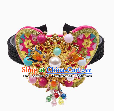 Traditional Korean Hair Accessories Pearls Butterfly Hair Clasp, Asian Korean Fashion Wedding Headwear for Kids