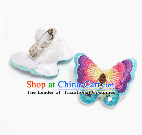 Traditional Korean Accessories Embroidered Butterfly Brooch, Asian Korean Fashion Wedding Breastpin for Kids