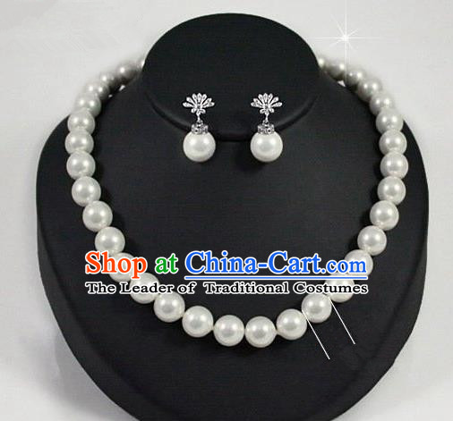 Traditional Korean Accessories Crystal Pearls and Earrings, Asian Korean Fashion Wedding Jewelry for Women