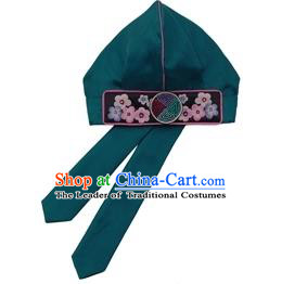 Traditional Korean Hair Accessories Embroidered Boys Hat, Asian Korean Fashion Baby Prince Green Hats for Kids