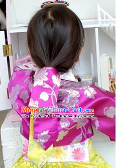 Traditional Korean Hair Accessories Embroidered Rosy Headband, Asian Korean Fashion Wedding Hair Ribbons Decorations for Kids