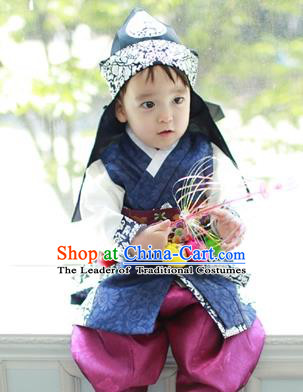 Traditional Korean Handmade Hanbok Embroidered Costume, Asian Korean Apparel Hanbok Embroidery Clothing for Boys