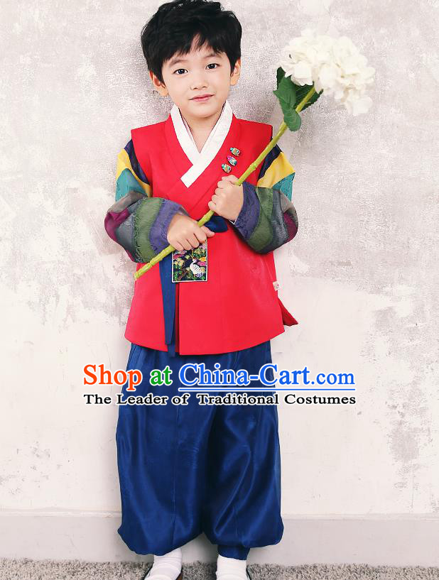 Traditional Korean Handmade Hanbok Embroidered Formal Occasions Costume, Asian Korean Apparel Hanbok Clothing for Boys