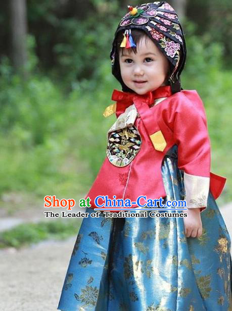 Traditional Korean Handmade Embroidered Formal Occasions Costume, Asian Korean Apparel Hanbok Green Dress Clothing for Girls