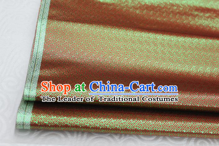 Chinese Traditional Royal Palace Pattern Mongolian Robe Red Green Brocade Fabric, Chinese Ancient Emperor Costume Drapery Hanfu Tang Suit Material