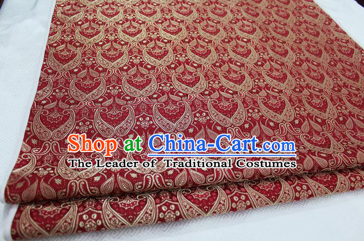 Chinese Traditional Royal Palace Pattern Mongolian Robe Red Brocade Cheongsam Fabric, Chinese Ancient Costume Drapery Hanfu Tang Suit Material