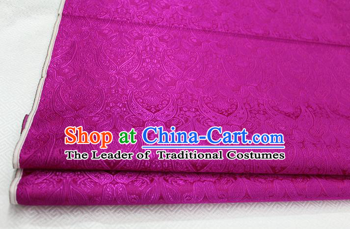 Chinese Traditional Royal Palace Pattern Mongolian Robe Rosy Brocade Cheongsam Fabric, Chinese Ancient Costume Drapery Hanfu Tang Suit Material