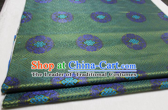 Chinese Traditional Royal Palace Pattern Mongolian Robe Deep Green Tapestry Cheongsam Brocade Fabric, Chinese Ancient Costume Satin Hanfu Tang Suit Material