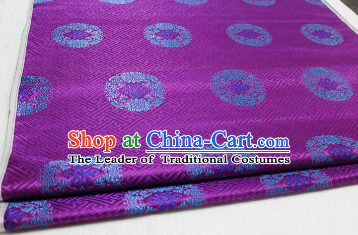 Chinese Traditional Royal Palace Pattern Mongolian Robe Purple Tapestry Cheongsam Brocade Fabric, Chinese Ancient Costume Satin Hanfu Tang Suit Material