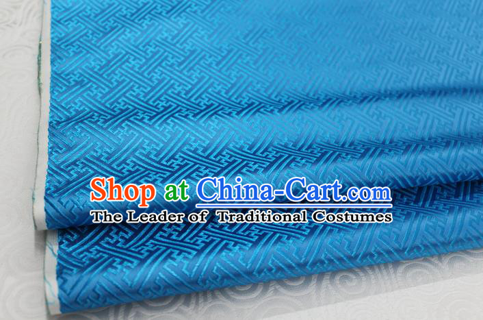 Chinese Traditional Royal Palace Pattern Mongolian Robe Light Blue Brocade Fabric, Chinese Ancient Costume Satin Hanfu Tang Suit Material